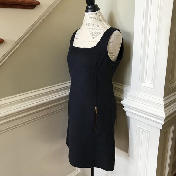 Michael Kors Collection A-Line Dress Womens 6 Navy Blue Angora Wool Gold Zippers - Picture 9 of 14